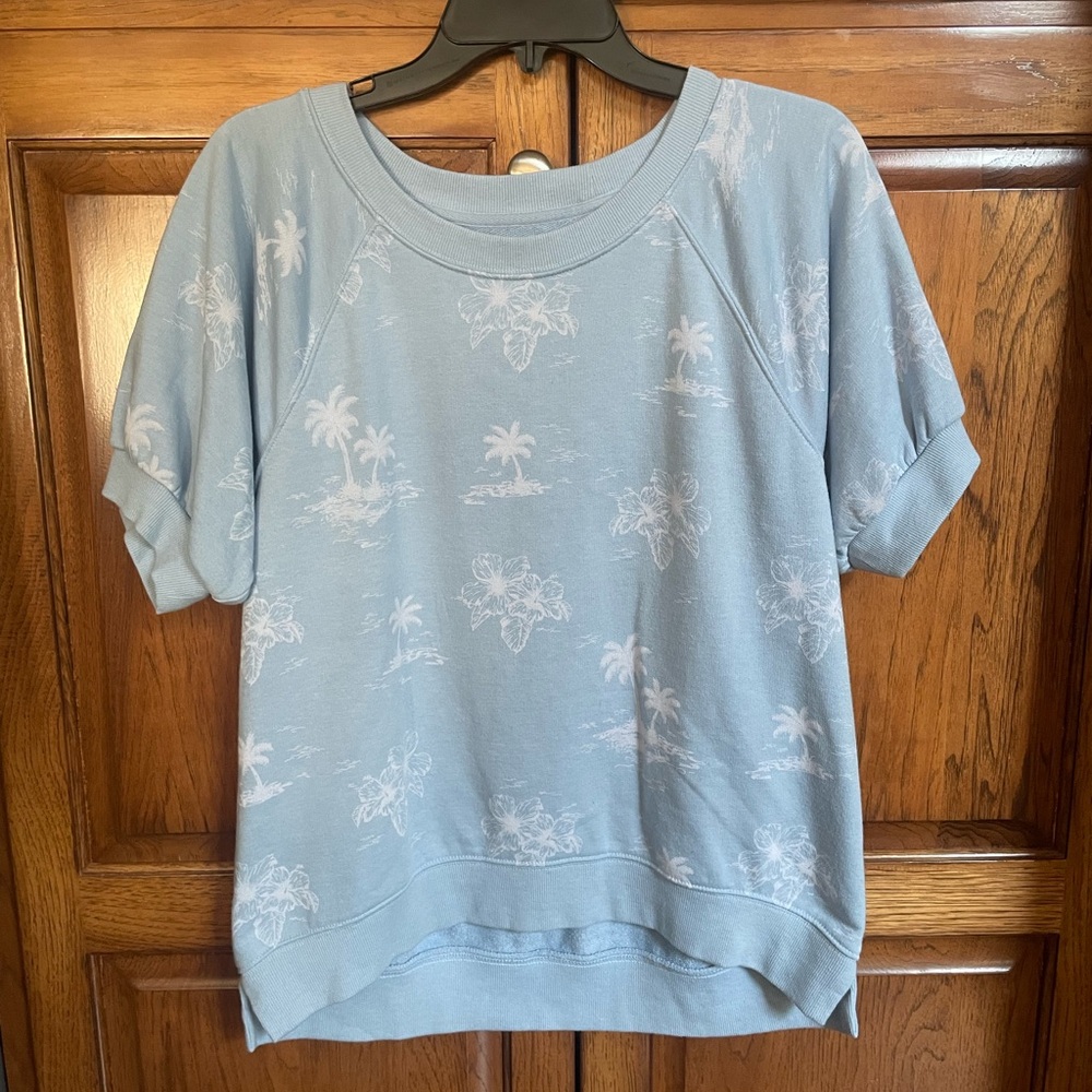 Lou &‎ Grey Palm Cozy Cotton Terry Short Sleeve Top Size S